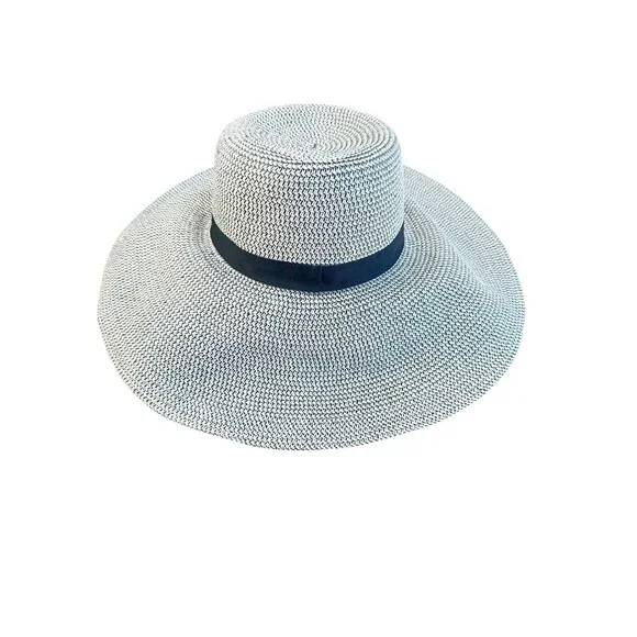 Aritzia Main Character Wide Brim Straw Sun Hat Black Band S/M Neutral Beach Boho - Picture 2 of 5